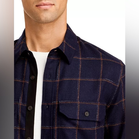 NWOT Vince Wool Blend Crosshatch Windowpane Fit Button Down Shirt Jacket size L - Picture 3 of 8